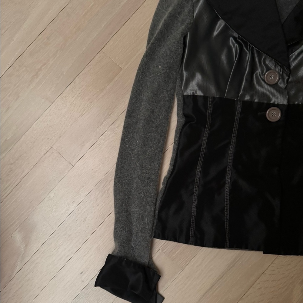 Chic Black And Gray Button Down Jacket With High … - image 6